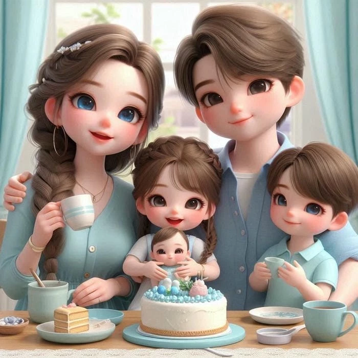 99+ Hình ảnh chibi gia đình 4 người hạnh phúc làm avatar đẹp