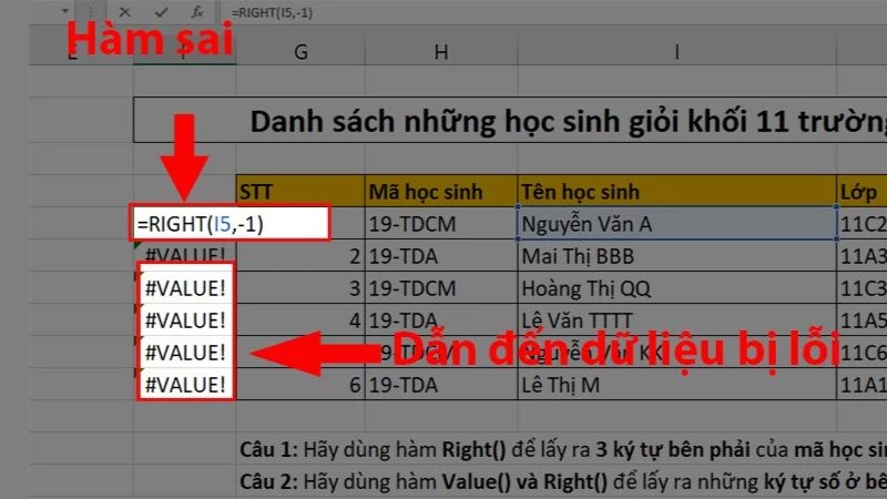 Hàm RIGHT trong Excel: Cách cắt chuỗi bên phải, có ví dụ minh họa